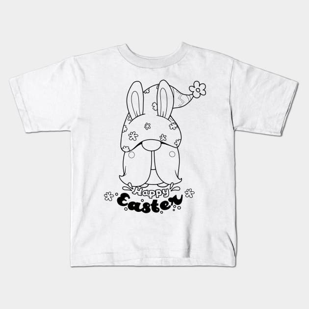 Cute bunny gnome ,happy Easter cartoon, Cartoon style. Kids T-Shirt by 9georgeDoodle